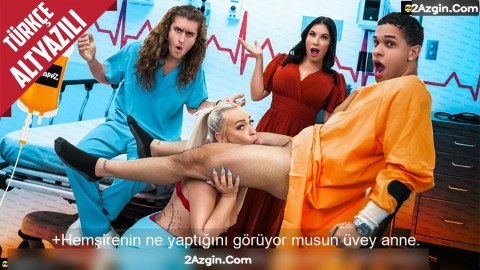 Siki İnmeyen Sempatik Zenciyi Gören Azgın Hemşire Üvey Annesinin Yanında Sikin Boşalttı